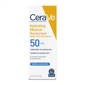 CeraVe Hydrating Mineral Sunscreen SPF 50 For Face 75 mL (2.5 oz) miniatura 2
